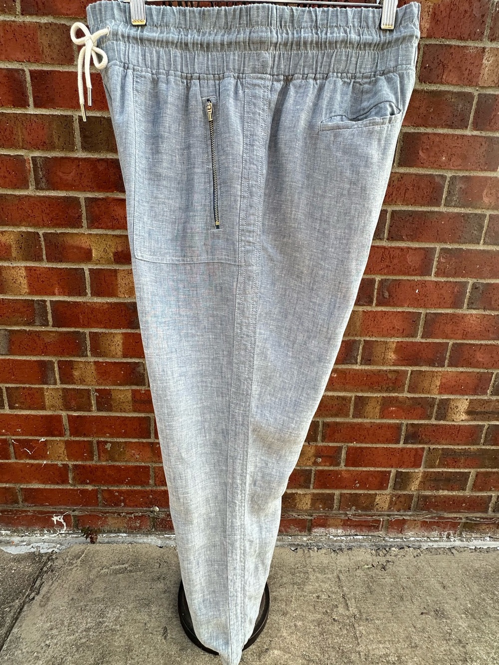 Athleta Linen Light Blue Elastic Waist Jogger Vacation City Coastal Beach Travel - Picture 13 of 13